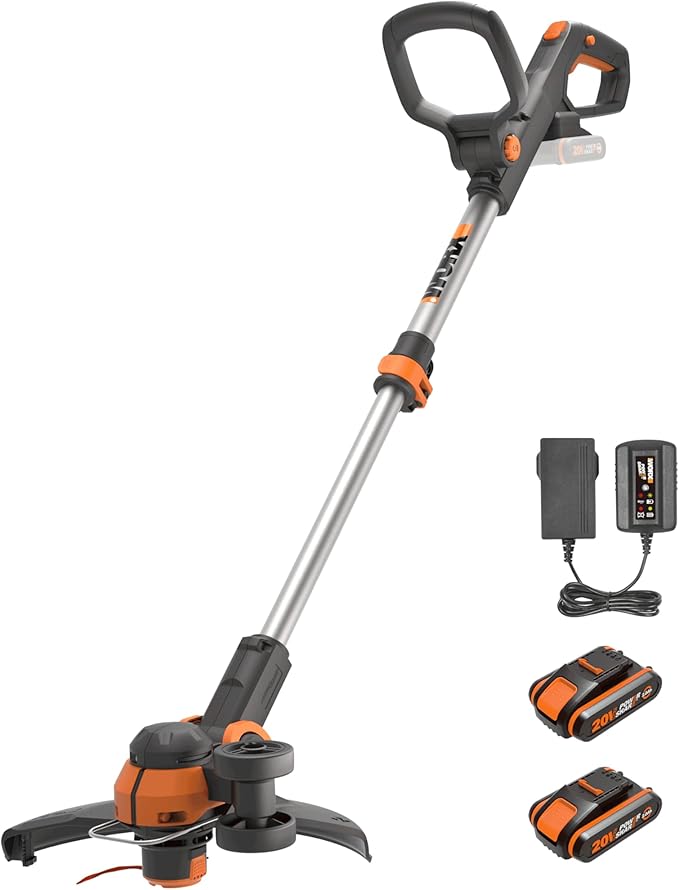 WORX Cortabordes y perfiladora 20V Máx | PowerShare | WG163E | Incluye 2 baterías 2Ah y Cargador | 30 cm